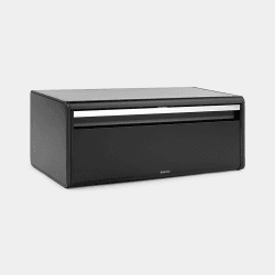 Image showing the Fall Front bread bin, H18.7 x W46.5 x D25cm, Matt Black product.