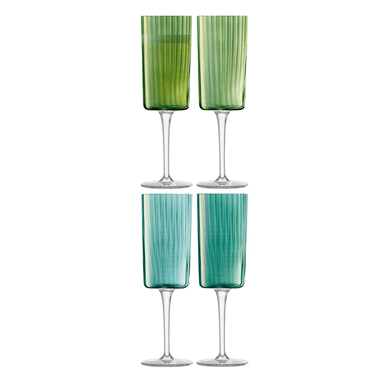 Gems Set of 4 Champagne Flutes, 210ml, Jade