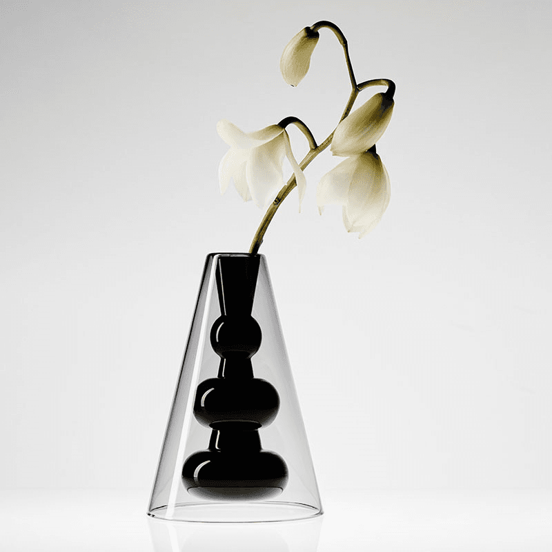 Bump Cone Vase, H22cm, Black