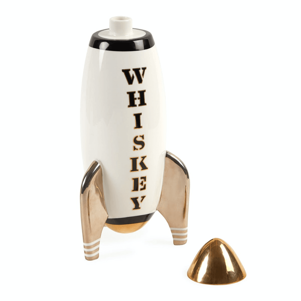 Rocket - Whiskey Decanter, H35.5cm, White/Black/Gold