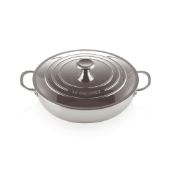 Image showing the Signature Uncoated Shallow casserole with lid, 30cm, Stainless Steel product.