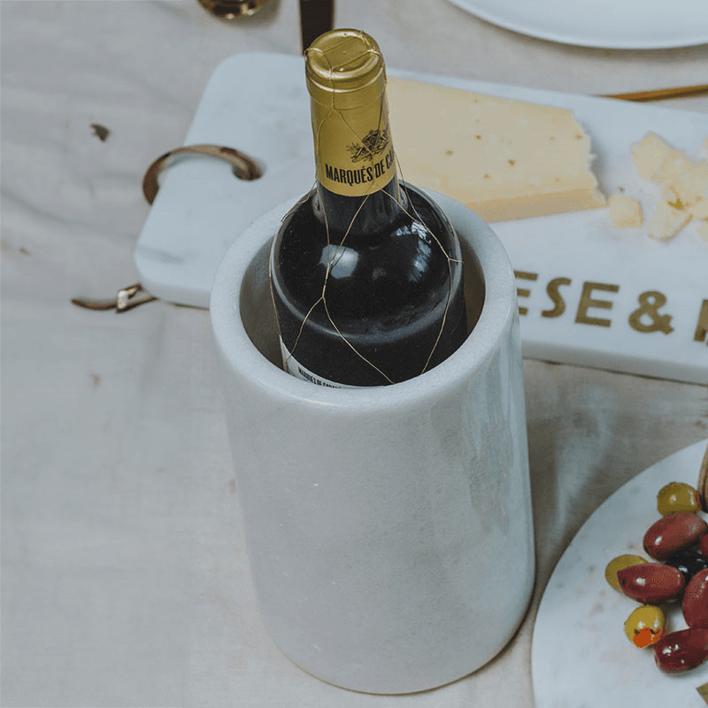 Marble Wine Cooler, H19, White