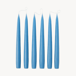 Image showing the Set of 6 Tapered Dinner Candles, H25cm, Wedgewood Blue product.