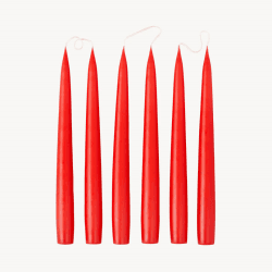 Image showing the Set of 6 Tapered Dinner Candles, H25cm, Ruby Red product.