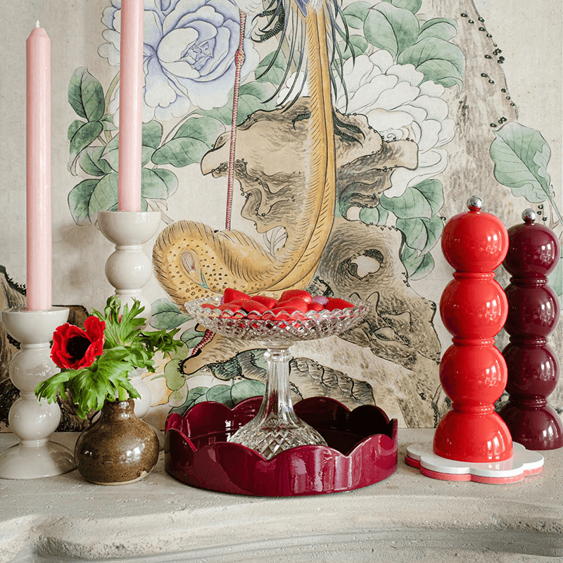 Bobbin Candlestick, H24cm, Cappuccino