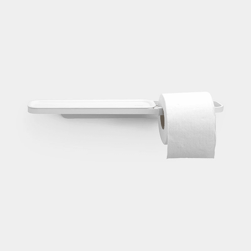 MindSet Toilet Roll Holder with Shelf, Mineral Fresh White