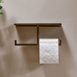 Image showing the Mahi Wall Mounted Toilet Roll Holder, L24cm, Brass product.