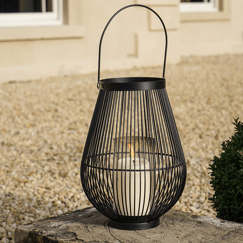 Venere Lantern with Glass Insert, H34cm, Black
