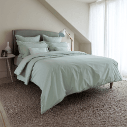 Image showing the Stornoway Chambray Duvet Set, Super King, Green product.