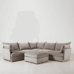 Image showing the Model 06 Linen Corner Sofa With Chaise, Pumice product.