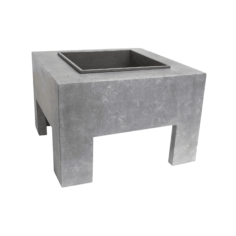 Outdoor square firebowl & square console, W40cm, Grey