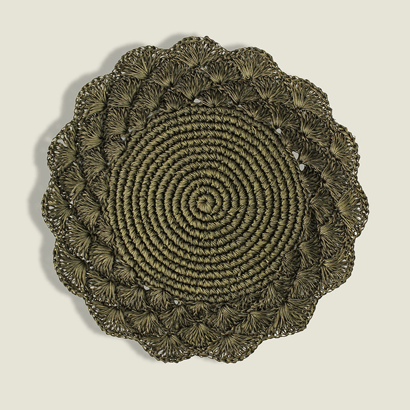 Clara Set of 2 Woven Placemats, D39cm, Forest