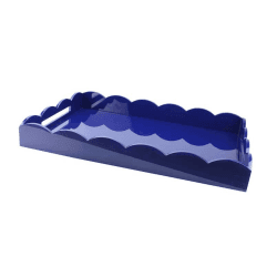 Image showing the Lacquered Scallop Ottoman Tray 66 x 43cm, Navy product.