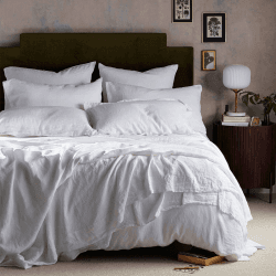Image showing the Linen Fitted Sheet, Super King, White product.