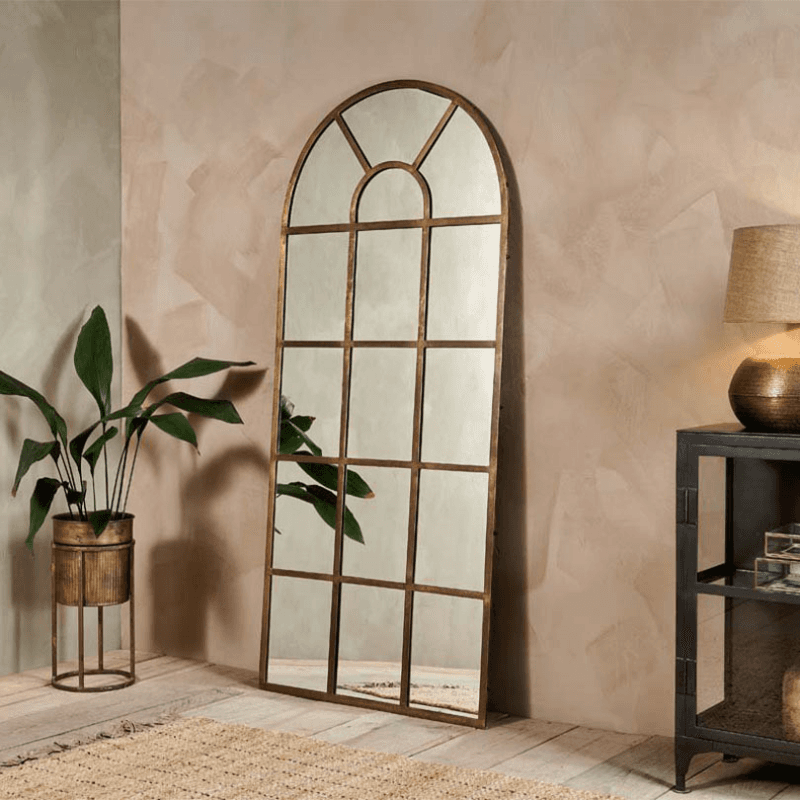 Imoma Full Length Arch Mirror, H180 x W80cm, Brass