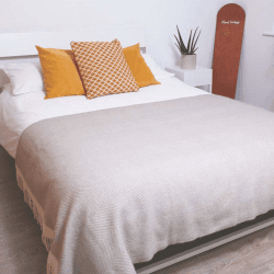 Image showing the Herringbone Blanket, 130 x 250cm, Harbour Grey & Cream product.