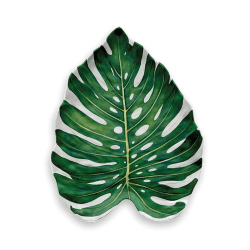 Image showing the Amazon Floral Melamine Leaf Platter, D46cm, Green product.
