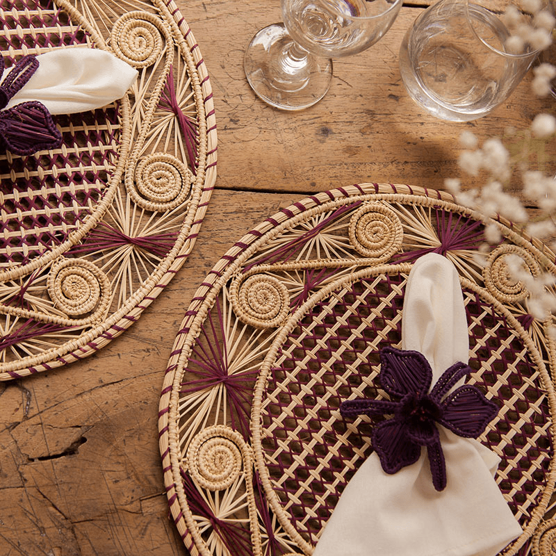 Orchid Set of 4 Napkin Rings, Mulberry