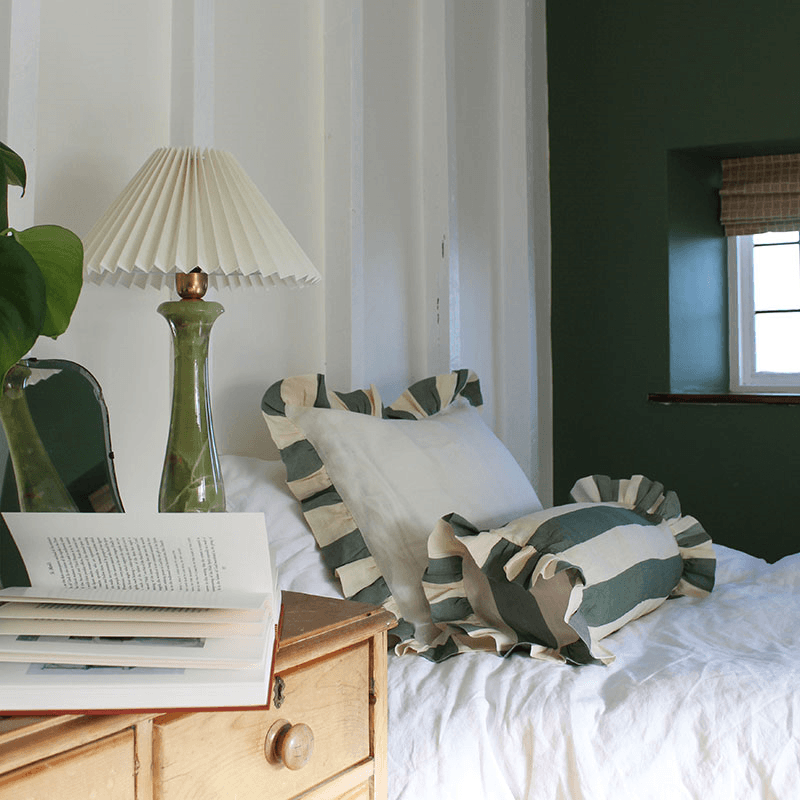 Stripe Bolster Cushion Cover, 50 x 20cm, Sea Green