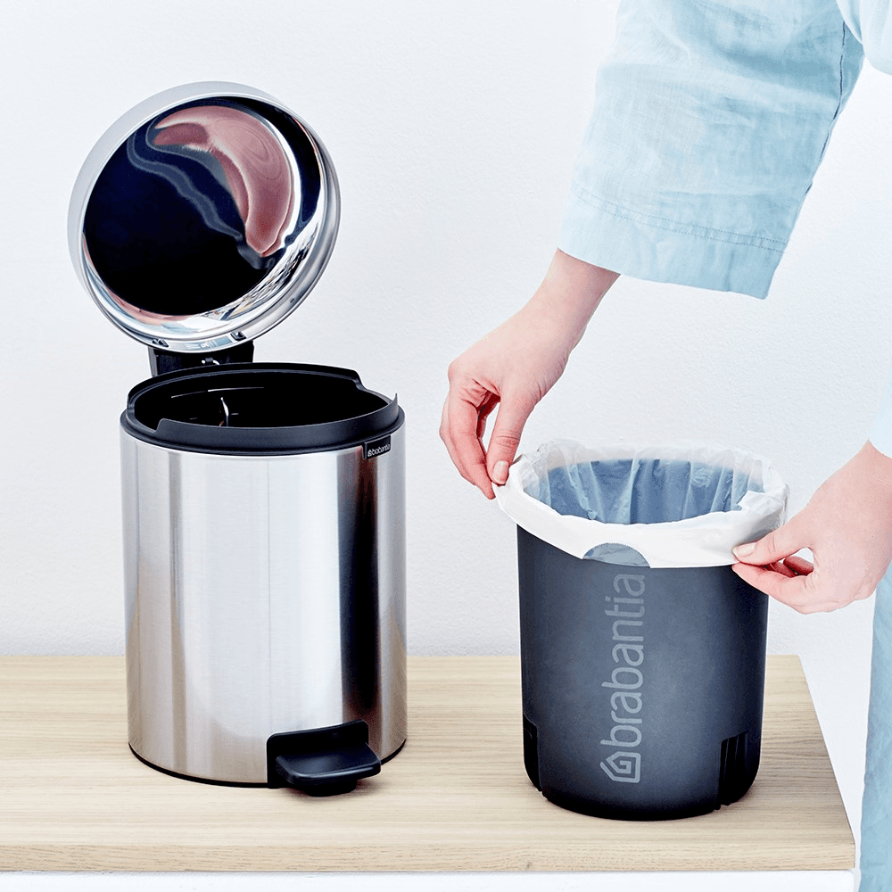 NewIcon Pedal bin, 5 litre, Matt Steel