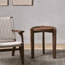 Image showing the Umar Acacia Side Table, Dark Brown product.
