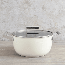 Image showing the Retro 50's Style Non-Stick Casserole Dish, 26cm, Cream product.