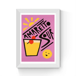 Image showing the Fox and Velvet Amaretto Sour Art Print, H48 x W35.5cm, Pink product.