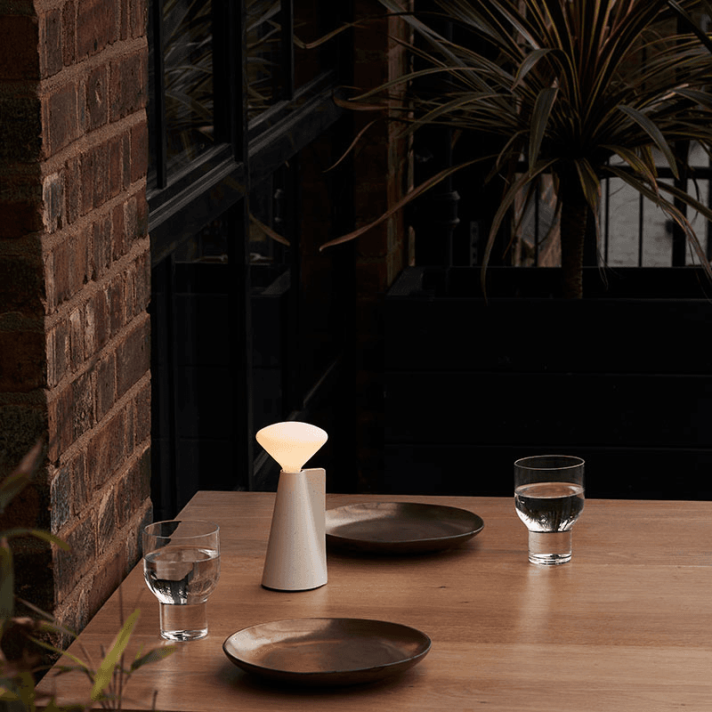 Mantle Portable Lamp with R80 LED Bulb, Stone White