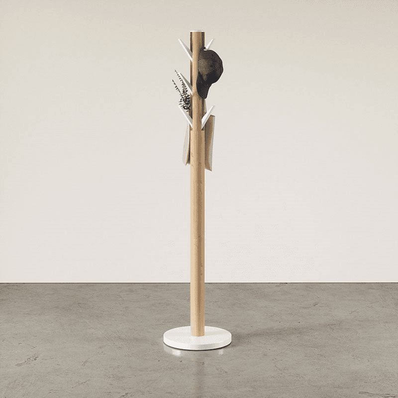 Flapper Coat Rack, H168cm, White & Natural