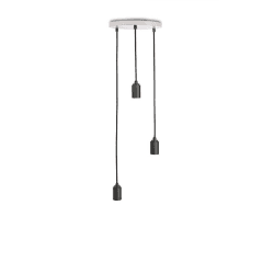 Image showing the Canopy & Sphere Bulb Triple ceiling plate & pendant set, H400 x W25cm, White & Steel product.