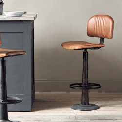 Image showing the Narwana Bar Chair, Aged Leather & Iron product.