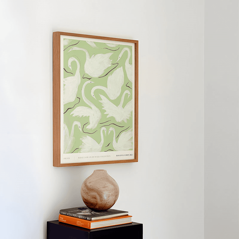 Swans Recycled Paper Print, A3, Green