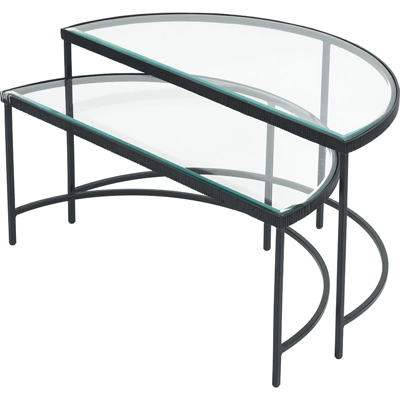 Marazzi Set of 2 Half Moon Coffee Tables, Black