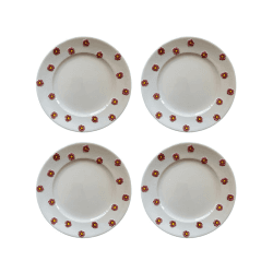Image showing the Winter Daisy Set of 4 Dinner Plates, H 3cm, W 28cm, D 28cm, White product.