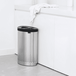 Image showing the Double Laundry Bin, Matt Steel, 55L product.