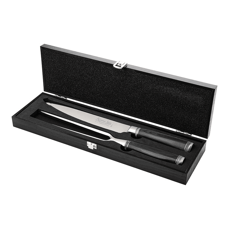Katana Saya Pakkawood 2 Pce Carving Knife & Fork Set