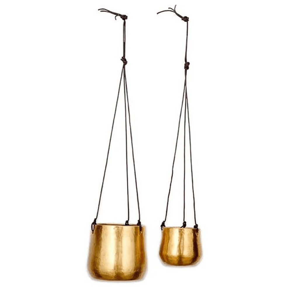 Atsu Brass Hanging Planter Large, Brass