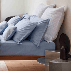 Image showing the Stornoway Chambray Fitted Sheet, King, Blue product.
