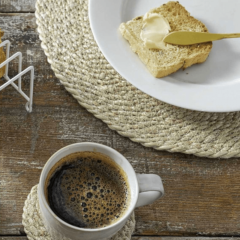 Jute Set of 4 Placemats, D38cm, Natural