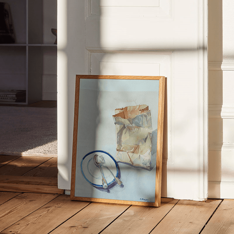 The Bag Framed Print, 50 x 70cm, Brown