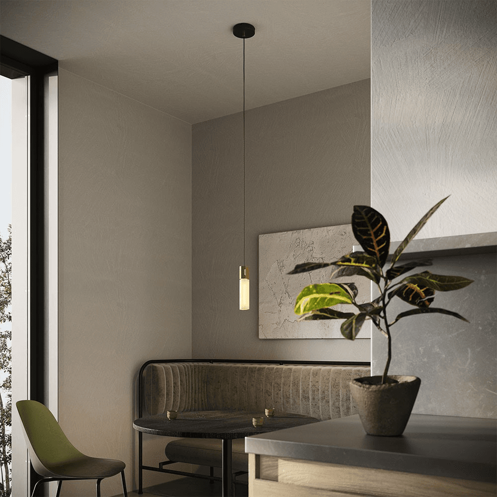 Basalt Single pendant & bulb, L300 x D5 cm, Brass
