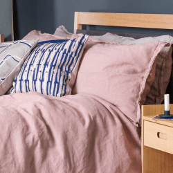 Image showing the Washed Linen Linen Double Duvet Cover, Dusky Pink product.