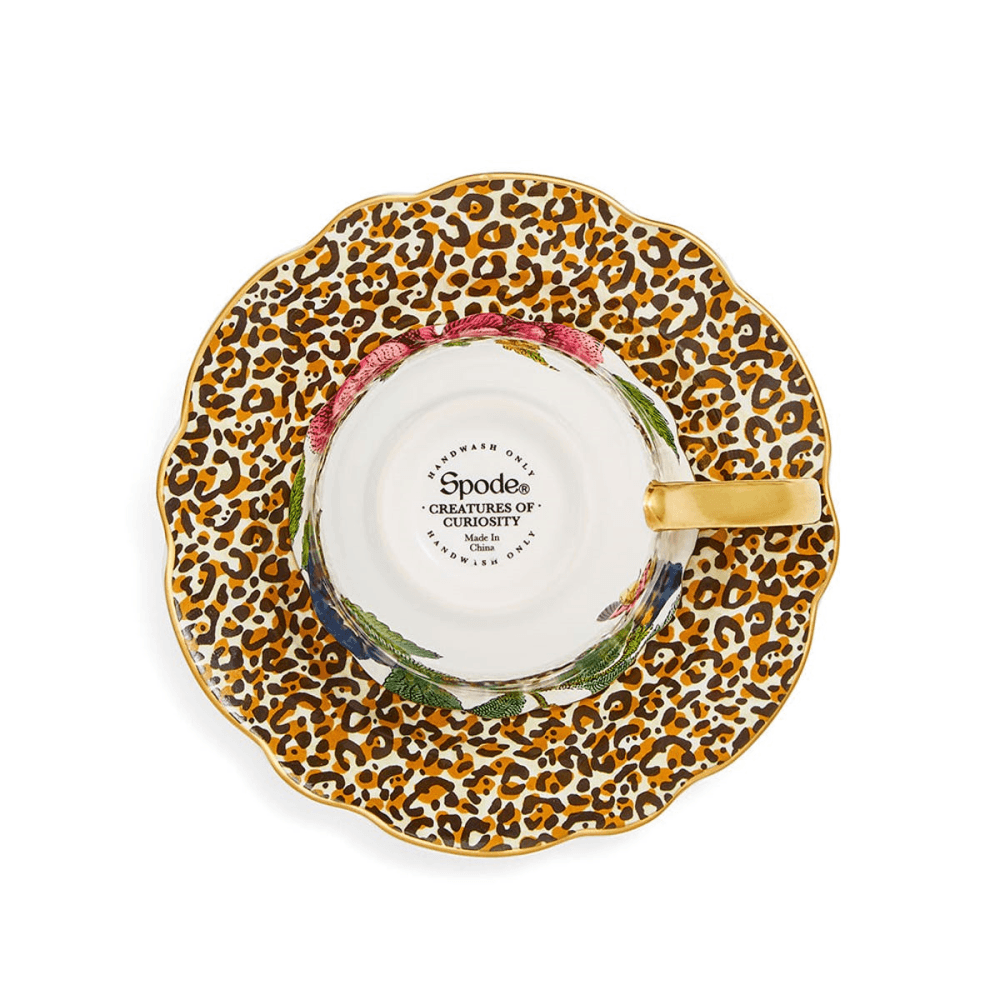Creatures of Curiosity Tea Cup & Saucer Fluted, White