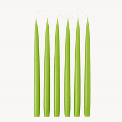 Image showing the Set of 6 Tapered Dinner Candles, H35cm, Spring Green product.
