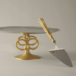Image showing the Evoca Cake stand, 30 x 14cm, Gold Bamboo product.