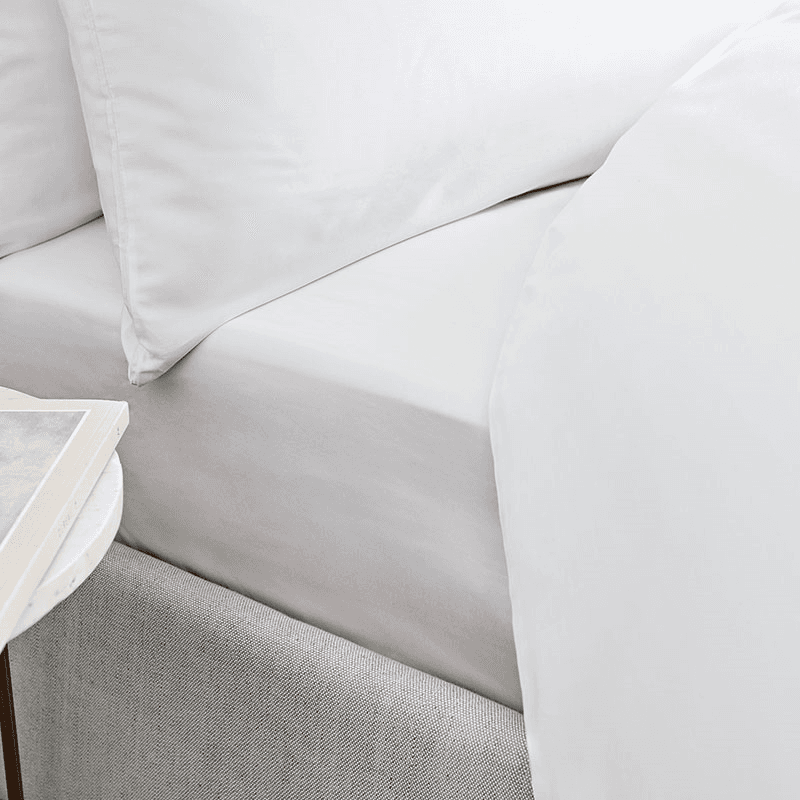 400Tc Cotton Sateen Double Fitted Sheet, White