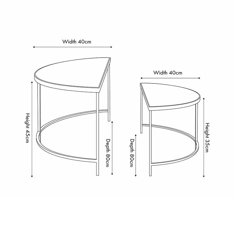 Marazzi Set of 2 Half Moon Coffee Tables, Black