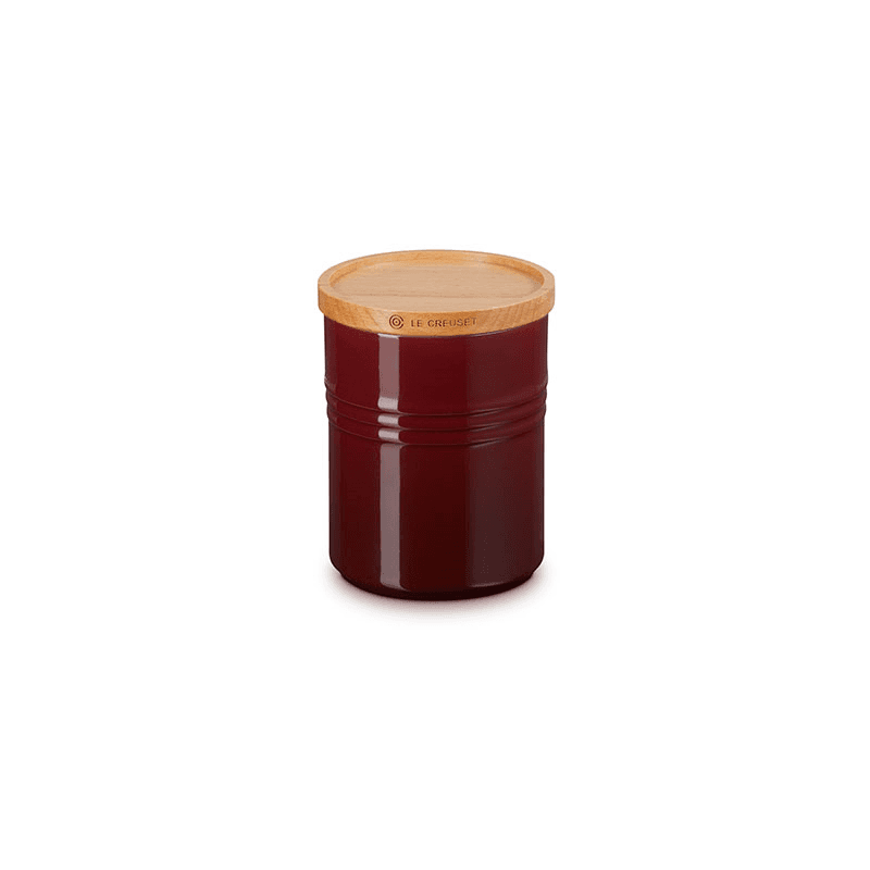 Stoneware Storage Jar with Wooden Lid, Medium, Garnet