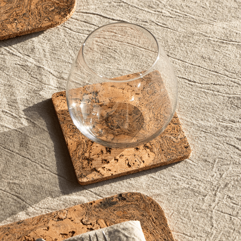 Cork Set of 4 Coasters, W9 x L9cm, Natural