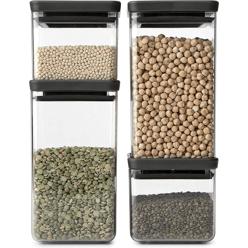 Tasty+ Square Canisters Set of 4, Dark Grey